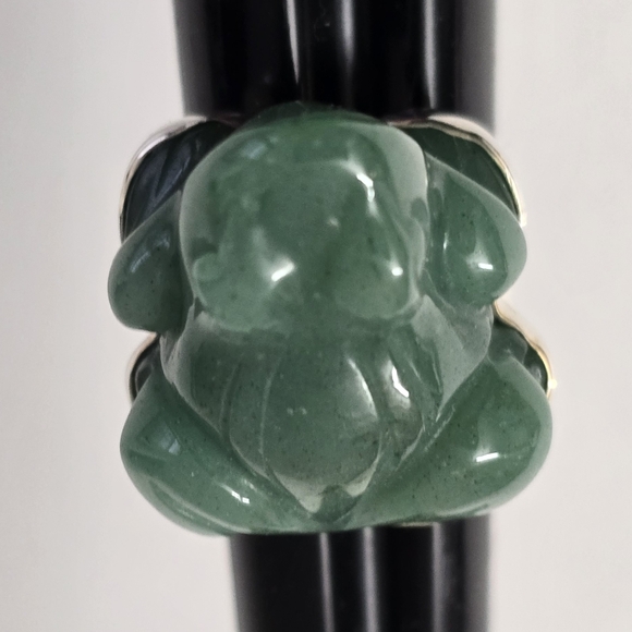 Rare Sajen Sterling Silver 925 Jade Frog Ring - Picture 9 of 12
